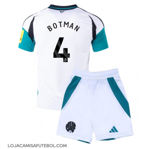 Camisa de Futebol Newcastle United Sven Botman #4 Equipamento Alternativo Infantil 2024-25 Manga Curta (+ Calças curtas)